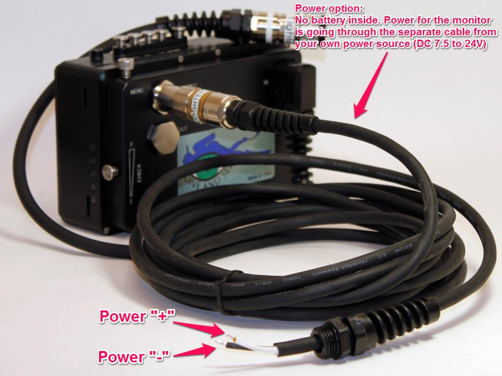 DNC-5A 수중 모니터의 전원 및 충전 구성